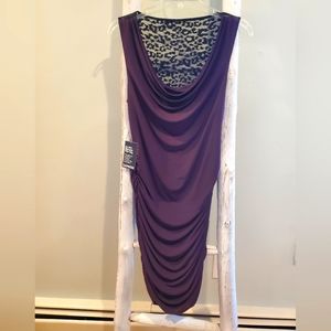 purple Express dress leopard print back draped front neckline side ruching Mediu